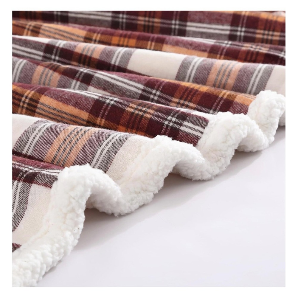 Eddie Bauer Home Plaid Sherpa Fleece Throw Blanket Cozy Warm Home Decor - Picture 8 of 9